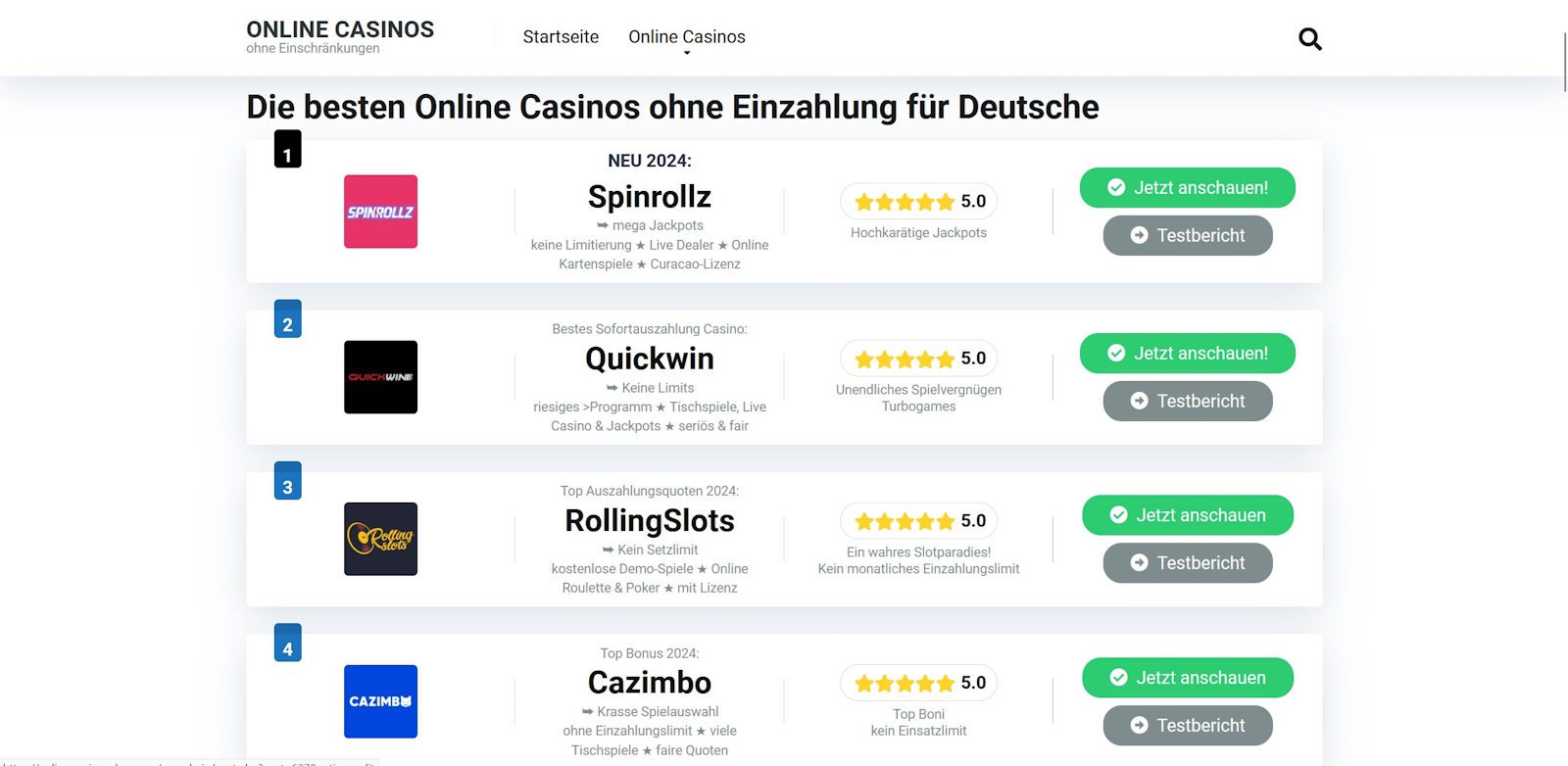 die besten online casinos ohne einzahlung